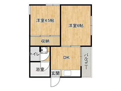 ヴィクトリアコート伊丹(2DK/1階)の間取り写真