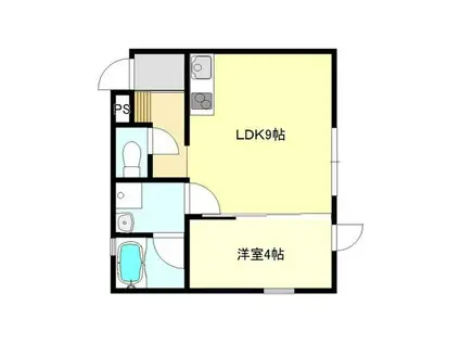 フォレスタ新水前寺(1LDK/2階)の間取り写真