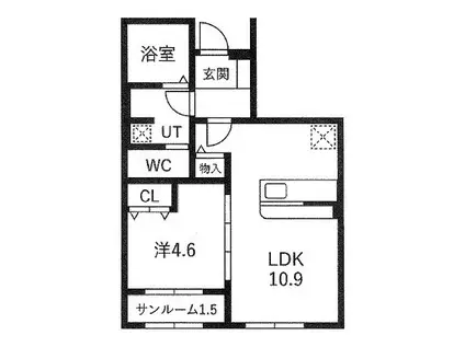 シティハイツ2(1LDK/1階)の間取り写真