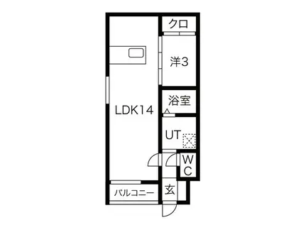 マリアロッソ弥富ウエスト(1LDK/2階)の間取り写真