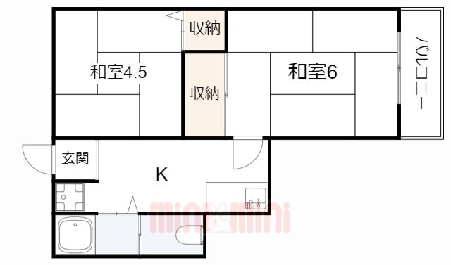 氷室ハイツ(2K/3階)の間取り写真