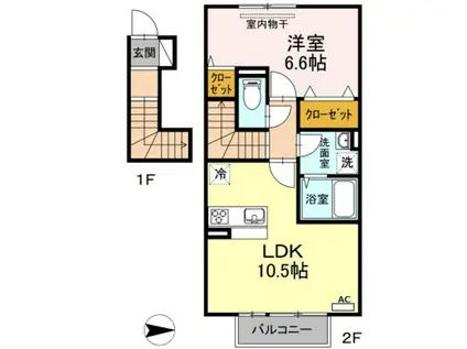 プランタン(1LDK/2階)の間取り写真