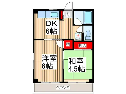 第六浅井マンション(2DK/3階)の間取り写真