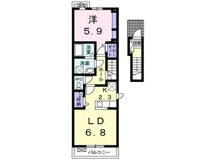 ナチュール(1LDK/2階)の間取り写真