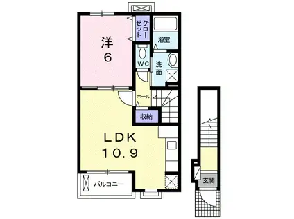 リーゼB(1LDK/2階)の間取り写真