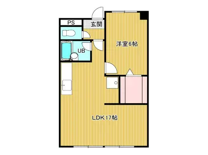 桑島ビルA(1LDK/2階)の間取り写真