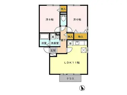 リーフアベニュー(2LDK/1階)の間取り写真