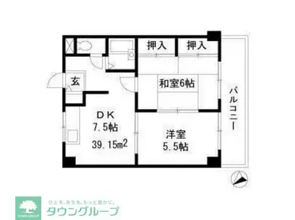 トキ弐番館(2DK/3階)の間取り写真