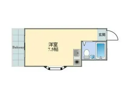 三光ハイツ(ワンルーム/2階)の間取り写真