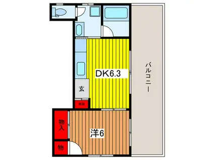 秋葉ハイツ(1DK/3階)の間取り写真