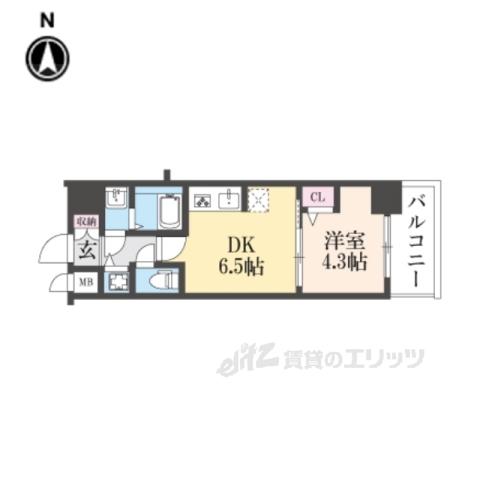 CRESTTAPP京都太秦天神川DEX1(1DK/2階)の間取り写真
