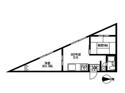 アイエスビル(2DK/2階)の間取り写真