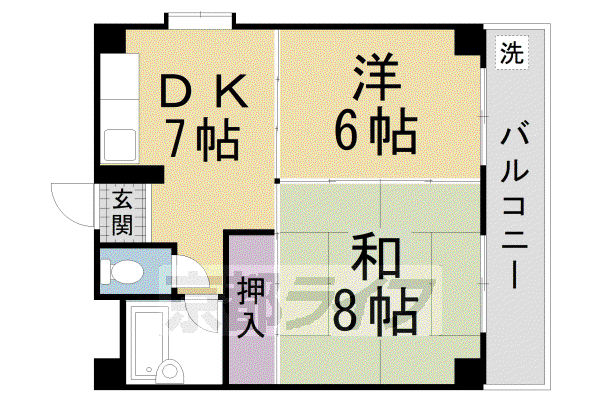 アビタシオン南桃山(2DK/5階)の間取り写真