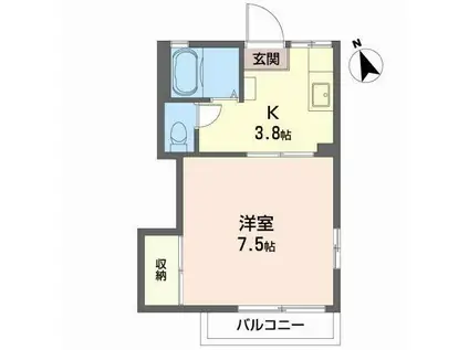 タウニィ本通(1K/2階)の間取り写真