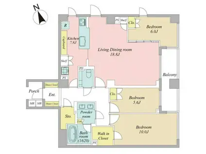 東急ドエル・プレステージ代々木公園(3LDK/3階)の間取り写真