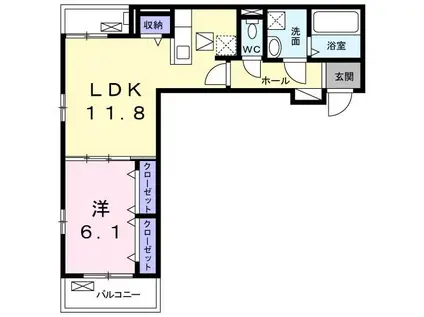 ルミエール 椿(1LDK/1階)の間取り写真
