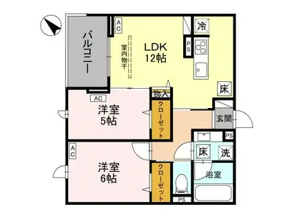 NOBLE VILLA浦和味園(2LDK/1階)の間取り写真