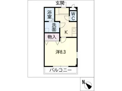 ラフィネ神領(1K/2階)の間取り写真