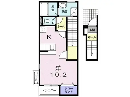 グランツ(ワンルーム/2階)の間取り写真