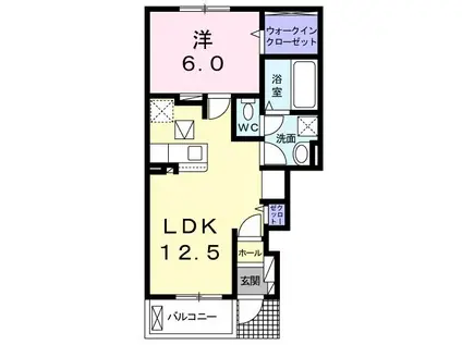 プリムローズ二色 III(1LDK/1階)の間取り写真