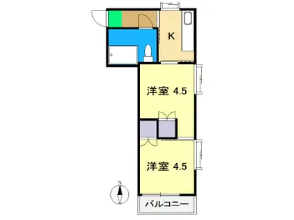 中野ハイツ(2K/3階)の間取り写真