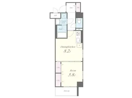 市ヶ谷二十騎町レジデンス(1DK/2階)の間取り写真