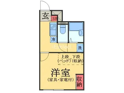 LPプレミール(1K/1階)の間取り写真