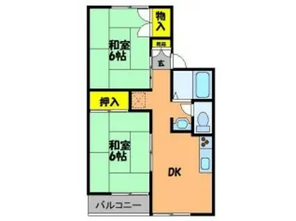 アザリアハイタウンA棟(2DK/1階)の間取り写真