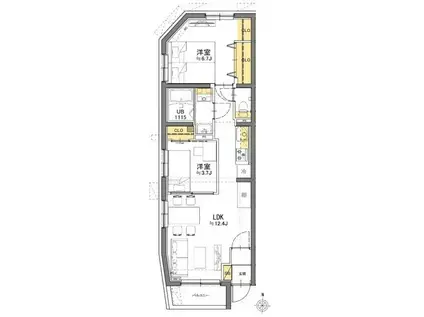 杉並区和田1丁目プロジェクト(2LDK/1階)の間取り写真