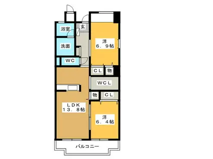 グライス武藤(2LDK/2階)の間取り写真