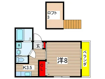 サンドエル東千葉(1K/3階)の間取り写真