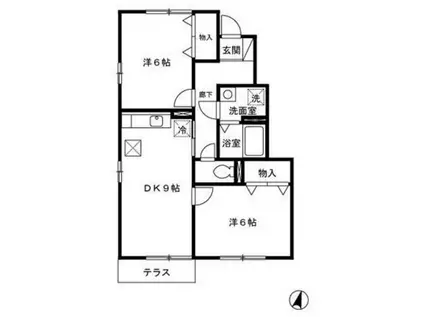 エスポワールみなみ野ABCDEFGHI(2DK/1階)の間取り写真