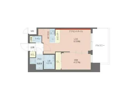 プレジオ塚本ASIAN(1LDK/3階)の間取り写真