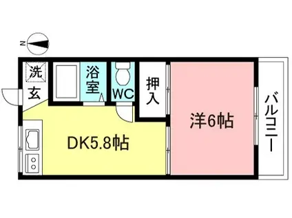 ハイライズハイム(1DK/2階)の間取り写真