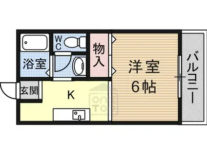ベルクいばらき(ワンルーム/2階)の間取り写真