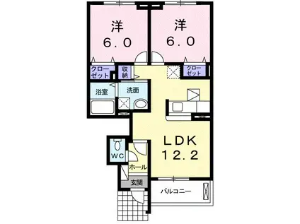 ベルデ ブリッサI 五十部町(2LDK/1階)の間取り写真