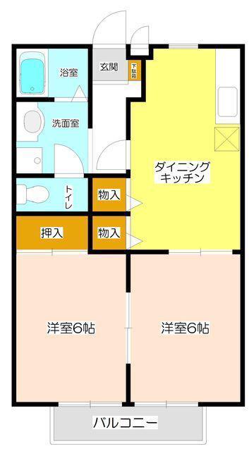 SOLEILII(2DK/1階)の間取り写真