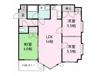 TKH-II(3LDK/3階)の間取り写真