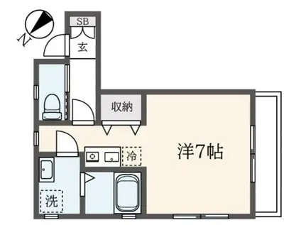 バードハイツ(ワンルーム/2階)の間取り写真