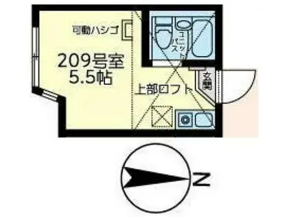 ユナイト川崎ロゼッタストーン(ワンルーム/2階)の間取り写真