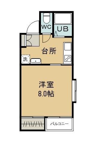 ヂュエルヤマサキ A棟(1K/2階)の間取り写真