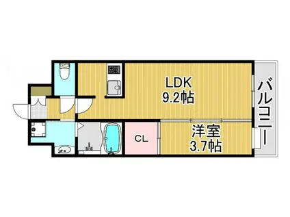 ES-GRANDE大阪 CITY AVENUE(1LDK/4階)の間取り写真