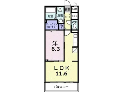 ワーズイヤー12(1LDK/2階)の間取り写真