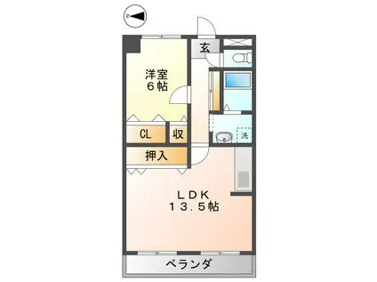 テイク スリー(1LDK/3階)の間取り写真