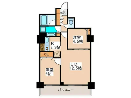 PRIME URBAN札幌リバーフロント(2LDK/13階)の間取り写真