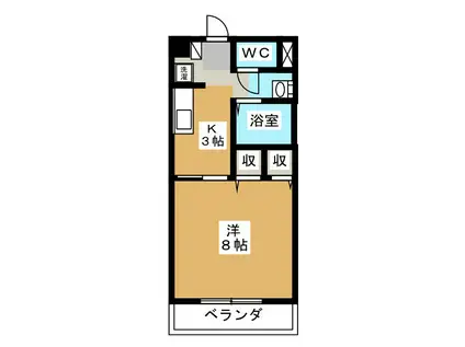 セゾンかかみはら(1K/1階)の間取り写真