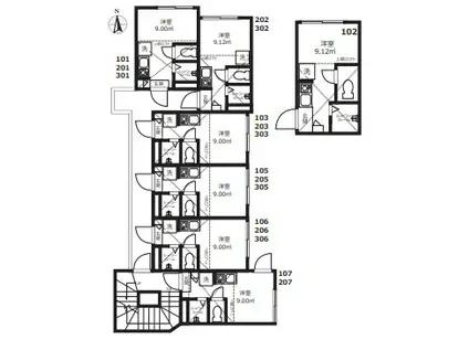 MUSA北千住(ワンルーム/3階)の間取り写真
