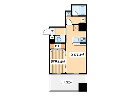 ズームヨコハマスクエア(1DK/9階)の間取り写真