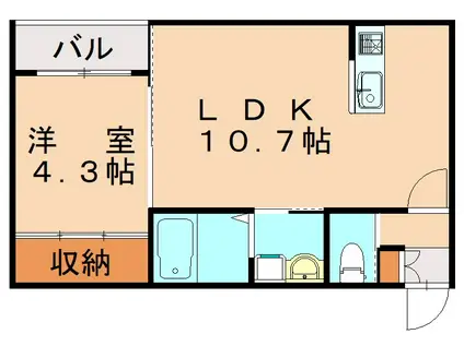 BRAVE BASE 遠賀 ノース(1LDK/1階)の間取り写真