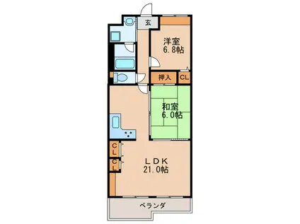 フロレアールII(2LDK/2階)の間取り写真